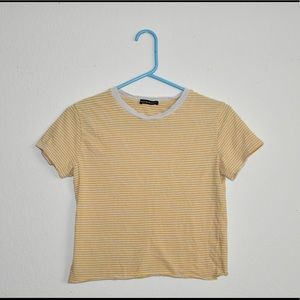 Yellow and white striped brandy Melville t shirt